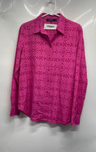 Load image into Gallery viewer, Lauren Ralph Lauren Womens Pink Eyelet Long Sleeve Collared Button-Up Shirt Sz L