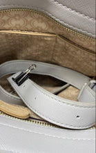 Load image into Gallery viewer, C Womens Gray Floral Leather Bottom Studs Inner Pockets Top Handle Satchel Bag