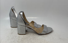 Load image into Gallery viewer, CL By Laundry Womens Silver Color Leather Low Block Ankle Strap Heels Size 8.5