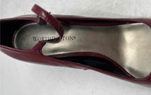 Load image into Gallery viewer, Worthington Womens Wine Leather Buckle Stiletto Pump Heels Size 7 1/2M