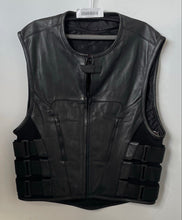 Load image into Gallery viewer, MFG First Co. Mens Black Leather Regular Fit Sleeveless Full-Zip Vest Size L