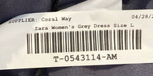 Load image into Gallery viewer, Zara Womens Gray Long Sleeve Waist Tie Button Front Shirt Dress Size Large