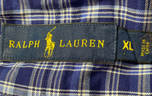Load image into Gallery viewer, Ralph Lauren Mens Blue Plaid Cotton Long Sleeve Collared Button-Up Shirt Size XL