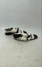Load image into Gallery viewer, Leather Collection Womens White Open Toe Block Heel Strappy Sandals Size 6M