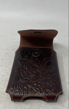 Load image into Gallery viewer, Montana West Mens Brown Floral Engraved Leather Flap Over Phone Wallet