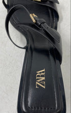 Load image into Gallery viewer, Zara Womens Black Leather Open Toe Adjustable Buckle Ankle Strap Heels Sz EUR 36