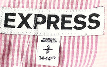 Load image into Gallery viewer, Express Mens Pink Plaid Long Sleeve Spread Collar Dress Shirt Size S-P 14-14.5