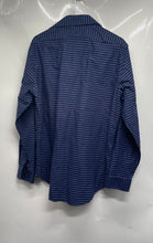 Load image into Gallery viewer, Calvin Klein Mens Blue Geometric Print Long Sleeve Slim Fit Dress Shirt Size L