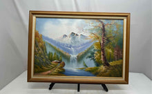 Load image into Gallery viewer, Vintage Forest Waterfall Landscape Canvas Framed Painting Signed By Artist