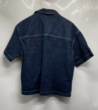 Load image into Gallery viewer, Zara Womens Blue Denim Short Sleeve Collared Chest Pocket Button-Up Shirt Size M