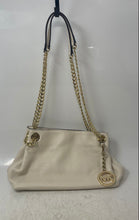 Load image into Gallery viewer, Michael Kors Womens White Leather Bag Charm Chain Strap Shoulder Purse