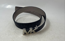Load image into Gallery viewer, Michael Kors Mens Black Gray Monogram Print Silver Buckle Reversible Belt Size S