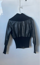 Load image into Gallery viewer, Unbranded Womens Black Genuine Leather Long Sleeve Cropped Full-Zip Jacket Sz S