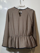 Load image into Gallery viewer, Zara Basic Womens Multicolor Houndstooth Tweed Long Sleeve Peplum Blouse Top M