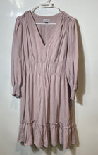 Load image into Gallery viewer, Calvin Klein Womens Mauve Crinkle Puff Sleeve V-Neck Ruffle Mini Dress Size 14