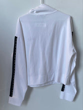 Load image into Gallery viewer, DKNY Sport Womens White Black Quarter Zip Cropped Pullover Sweatshirt Size XL