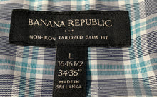 Load image into Gallery viewer, Banana Republic Mens Multicolor Plaid Non-Iron Slim Fit Dress Shirt Sz L 16-16.5