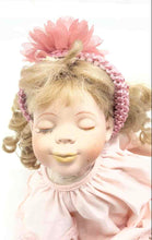 Load image into Gallery viewer, Blonde Curly Hair Closed Eyes Porcelain Doll In Removable Pink Dress