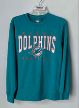 Load image into Gallery viewer, CSA Mens Turquoise NFL Miami Dolphins Long Sleeve Pullover Sweatshirt Size Small