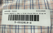 Load image into Gallery viewer, Banana Republic Mens Pink Plaid Collared Wrinkle Resistant Button-Up Shirt Sz M