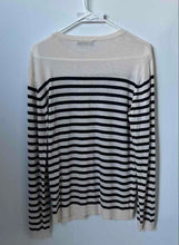 Load image into Gallery viewer, Zara Womens Beige Black Striped Long Sleeve Round Neck Pullover Sweater Size L