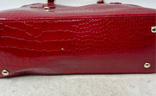Load image into Gallery viewer, Vanessa Williams Womens Lush Round Red Croc Embossed Shoulder Satchel Bag w/ Tag
