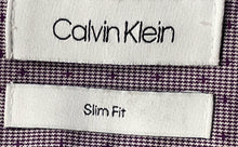 Load image into Gallery viewer, Calvin Klein Mens Purple Houndstooth Print Slim Fit Long Sleeve Dress Shirt Sz M