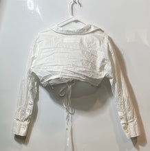 Load image into Gallery viewer, Zara Womens White Collared Regular Fit Long Sleeve Tie Front Cropped Top Size M