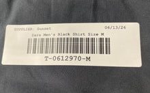 Load image into Gallery viewer, Zara Mens Black Super Slim Fit Long Sleeve Button-Up Shirt Size Medium