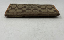 Load image into Gallery viewer, Coach Womens Beige Brown Signature Canvas Card Holder Checkbook Bifold Wallet