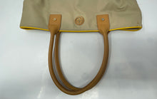 Load image into Gallery viewer, Authentic Tory Burch Womens Yellow Beige Pierson Dipped Jaden Tote Bag Damaged