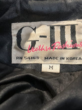 Load image into Gallery viewer, G-III Womens Black Leather Long Sleeve Button Front Coat Size M Missing Button