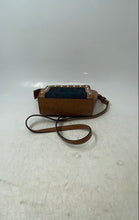 Load image into Gallery viewer, Michael Kors Womens Brown Blue Leather Detachable Strap Zip Top Crossbody Bag