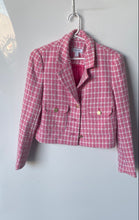Load image into Gallery viewer, Nine West Womens Pink And White Plaid Notch Lapel Three-Button Blazer Size M