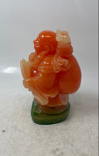 Load image into Gallery viewer, Vintage Orange Resin Laughing Collectible Buddha Glass Figurine