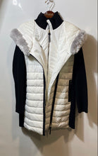 Load image into Gallery viewer, Calvin Klein Womens Black White Long Sleeve Hooded Full-Zip Puffer Jacket Size L