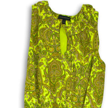 Load image into Gallery viewer, Banana Republic Womens Yellow Paisley Print Tie Neck Sleeveless Shift Dress Sz S