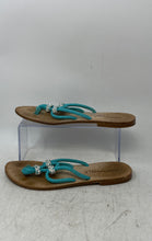 Load image into Gallery viewer, Eddy Daniele Womens Swarovski Blue Beige Slip-On Open Toe Thong Sandals Size 40