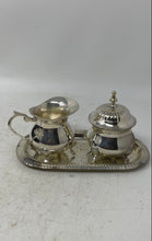Load image into Gallery viewer, Vintage International Silver Co. Silver-Tone Creamer & Sugar Bowl Tray Set