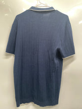 Load image into Gallery viewer, Express Mens Blue Striped Cotton Short Sleeve Collared Polo Shirt Size Medium