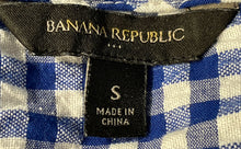 Load image into Gallery viewer, Banana Republic Womens Blue White Plaid Short Puff Sleeve Blouse Top Size S