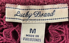 Load image into Gallery viewer, Lucky Brand Womens Maroon Lace Thermal Weave Knitted Blouse Top Size M