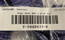 Load image into Gallery viewer, Hugo Boss Mens Blue Geometric Print Silk Keeper Loop Adjustable Pointed Tie