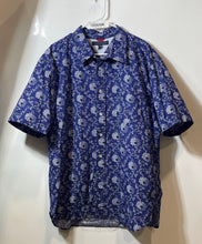 Load image into Gallery viewer, Tommy Hilfiger Mens Blue White Floral Short Sleeve Button-Up Shirt Size XL