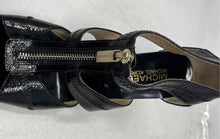 Load image into Gallery viewer, Michael Kors Womens Berkley Black Patent Leather Zipper Strappy Sandals Size 7M