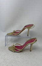 Load image into Gallery viewer, Kate Spade New York Womens Gold Leather Bow Stiletto Slingback Sandals Size 8B