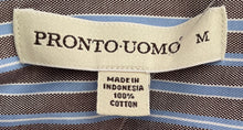 Load image into Gallery viewer, Pronto Uomo Mens Gray Striped Long Sleeve Button-Up Shirt Size Medium