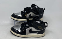 Load image into Gallery viewer, Nike Boys Air Jordan 1 Mid SE Black Gray Leather Sneakers Shoes Size 2Y