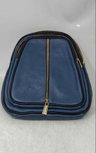 Load image into Gallery viewer, Valentina Womens Blue Leather Pebbled Top Handle Zip Adjustable Strap Backpack