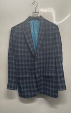 Load image into Gallery viewer, StudioSuits Womens Blue Plaid Notch Lapel Two-Button Blazer Jacket Size 40S